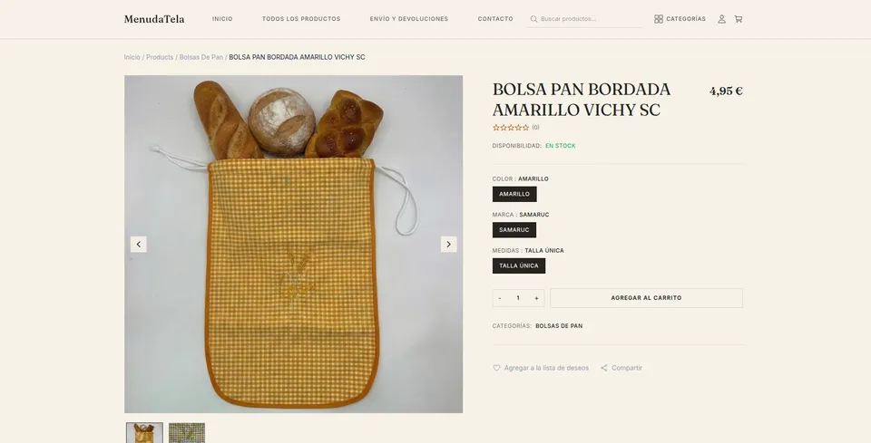 MenudaTela: Ficha de producto